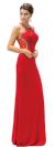 Bejeweled Sheer Mesh Top Floor Length Formal Prom Dress in Red